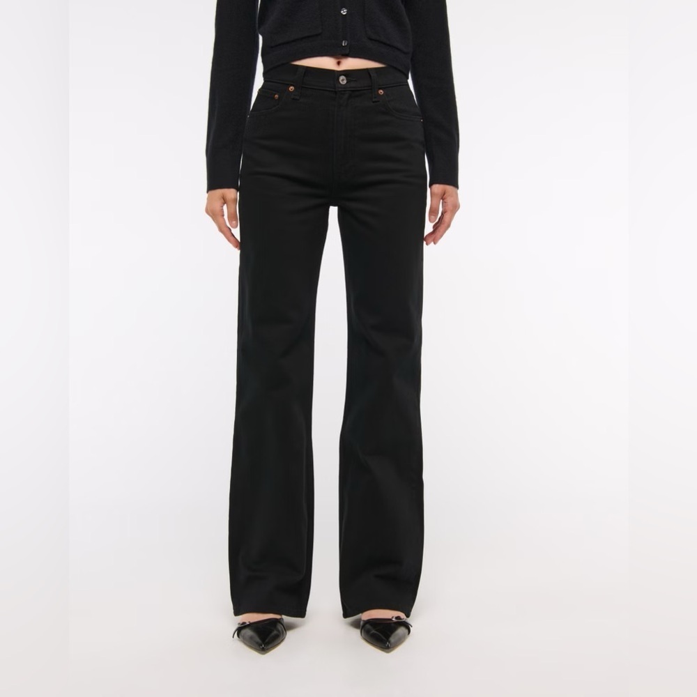 NWT Abercrombie & Fitch 90s relaxed high rise jeans black size 33